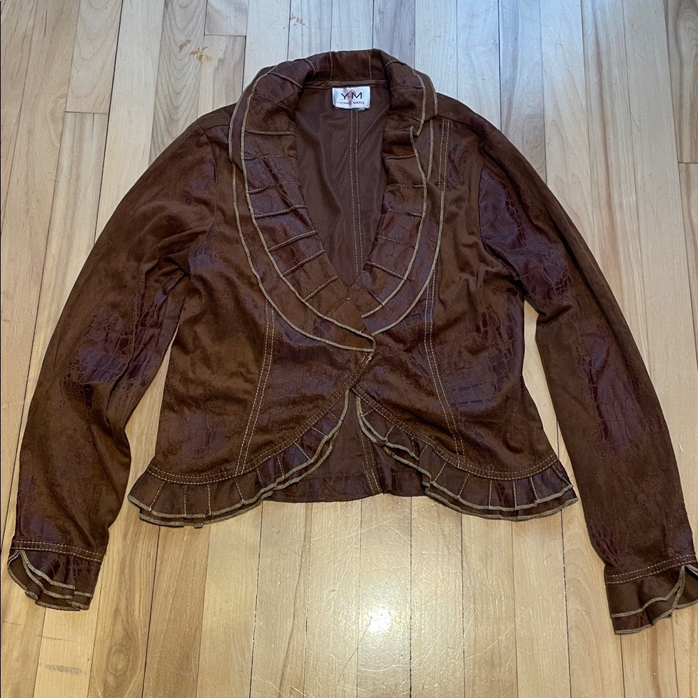 Yvonne Marie Soft Brown Jacket With Leather Accent